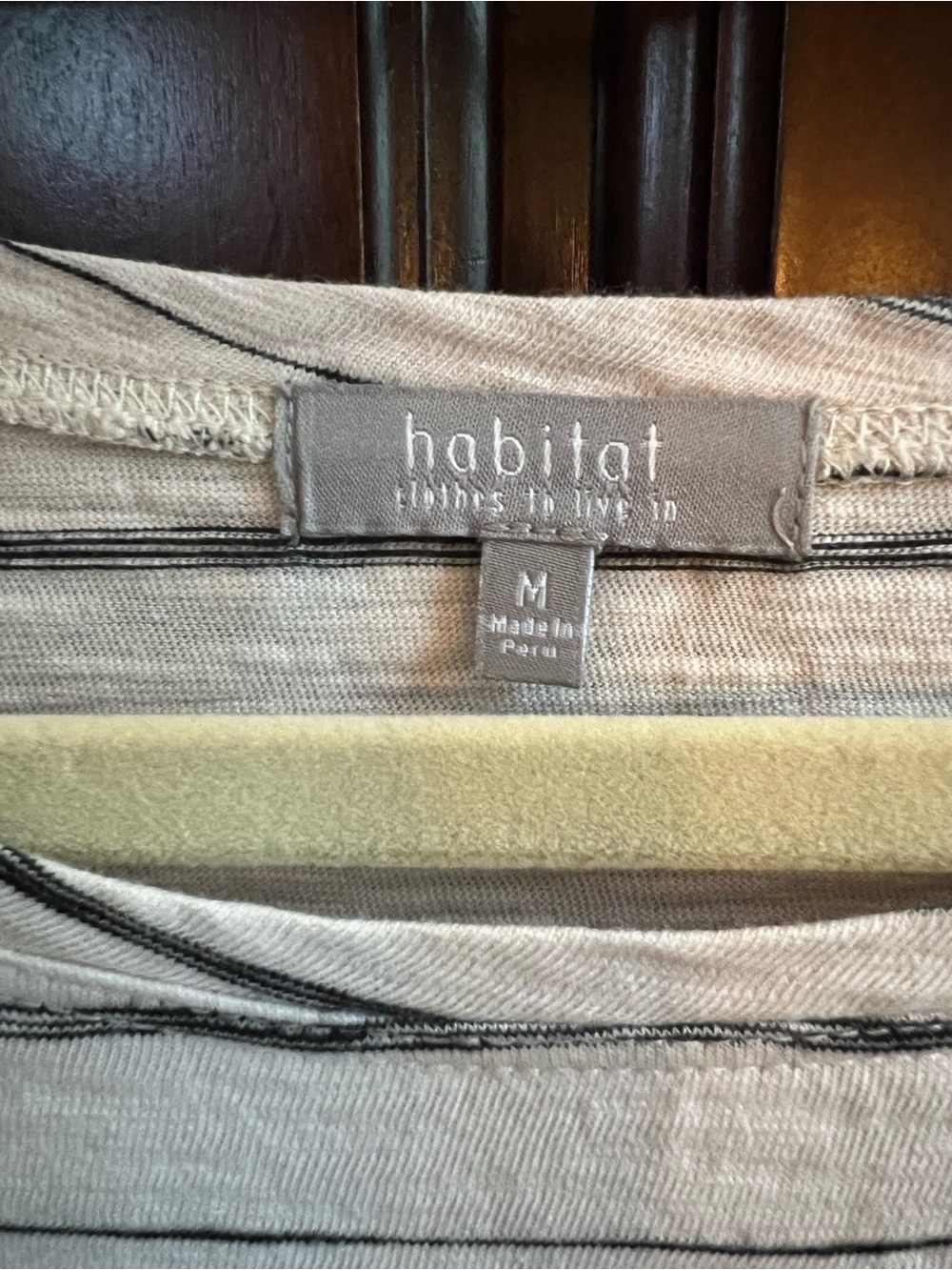 Habitat Ivory and Gray Striped 3/4 Sleeve Top - Picture 3 of 5